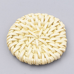 Handmade Spray Painted Reed Cane/Rattan Woven Beads&nbsp;WOVE-N007-02F