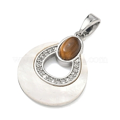 Brass Micro Pave Clear Cubic Zirconia Pendants&nbsp;KK-G556-01P-01