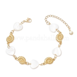 3Pcs 3 Styles Natural Freshwater Shell Beads & 304 Stainless Steel Connector Charms Link Bracelets for Women&nbsp;BJEW-JB12216