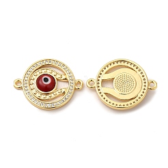 Rack Plating Real 18K Gold Plated Brass Micro Pave Clear Cubic Zirconia Connector Charms&nbsp;ZIRC-L102-03G