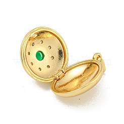 Brass Cubic Zirconia Locket Pendants&nbsp;KK-N254-93D-G