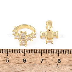Brass Micro Pave Clear Cubic Zirconia Cross Cuff Earrings&nbsp;EJEW-F400-19G