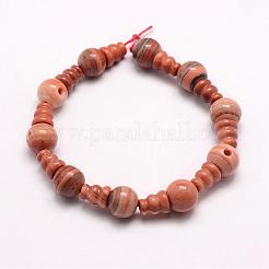 Natural Wood Lace Stone 3-Hole Guru Beads Strands&nbsp;G-J365-11