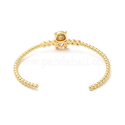 Cubic Zirconia Bear with Heart Open Cuff Bangle&nbsp;BJEW-M231-09G