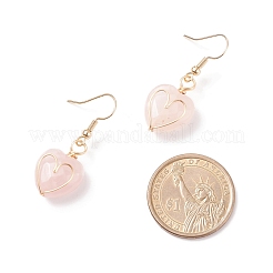 Natural Rose Quartz Heart Dangle Earrings&nbsp;EJEW-JE04948-01