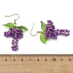Grape Weave Glass Seed Beads Dangle Earrings&nbsp;EJEW-MZ00731