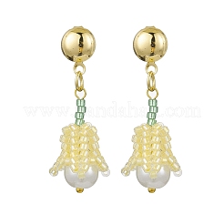 Handmade Glass Seed Beads Flower Stud Earrings&nbsp;EJEW-MZ00277