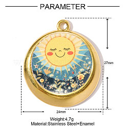 Printed 304 Stainless Steel Pendants&nbsp;STAS-OY002-18G-02