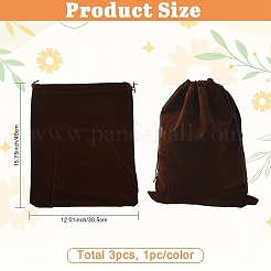 3Pcs 3 Colors Rectangle Velvet Packing Drawstring Pouches&nbsp;TP-YW0001-09