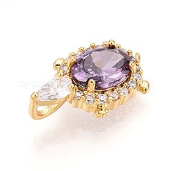 Brass Micro Pave Cubic Zirconia Pendants&nbsp;KK-N261-20B-G