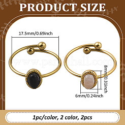 2Pcs 2 Colors Stainless Steel with Synthesis Gemstone Adjustable Cuff Rings&nbsp;RJEW-GO0001-37C