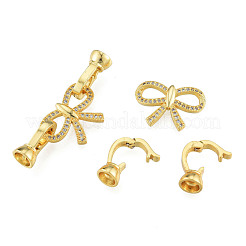 Brass Micro Pave Clear Cubic Zirconia Fold Over Clasps&nbsp;KK-N259-20