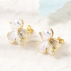 Brass Enamel Stud Earrings&nbsp;KK-CBAB173-02C-G