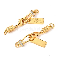 Brass Micro Pave Clear Cubic Zirconia Ends with Chain&nbsp;KK-K364-49G