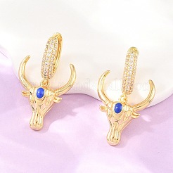 Brass Micro Pave Cubic Zirconia Dangle Hoop Earrings&nbsp;EJEW-G471-46G