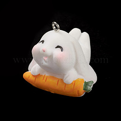 Opaque Resin Cute Bunny Pendants&nbsp;X-RESI-K023-02