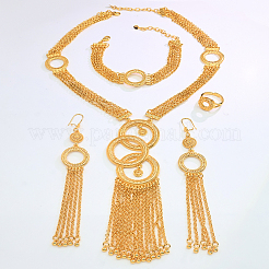 Luxury Alloy Ring Tassel Bracelets & Earrings & Necklaces & Rings Sets for women&nbsp;CI2534
