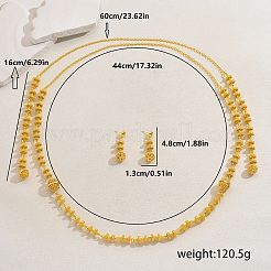 Luxurious Middle Eastern Ramadan Alloy Hollow Ball Pendant Fishbone Chain Earrings & Necklaces Sets&nbsp;IY0798