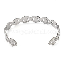 Non-Tarnish 304 Stainless Steel Hollow Horse Eye Cuff Bangle for Women&nbsp;BJEW-D061-05P