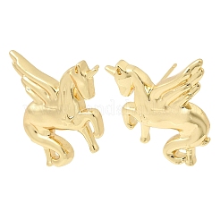 Horse Brass Stud Earrings&nbsp;EJEW-D352-03G-01