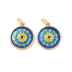 Flat Round Brass Micro Pave Cubic Zirconia Charms&nbsp;KK-G435-33G-01