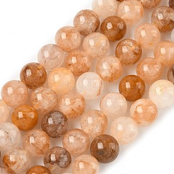 Natural Yellow Hematoid Quartz/Golden Healer Quartz Beads Strands&nbsp;G-D334-A02-8mm