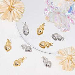 8Pcs 2 Colors Rack Plating Brass Micro Pave Cubic Zirconia Pendants&nbsp;KK-BC0011-95