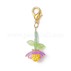 Handmade Glass Seed Beaded and Acylic Flower Pendant Decorations Sets&nbsp;HJEW-MZ00255