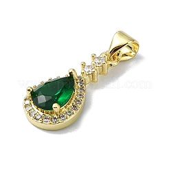 Rack Plating Real 18K Gold Plated Brass Micro Pave Cubic Zirconia Pendants&nbsp;KK-B084-07G