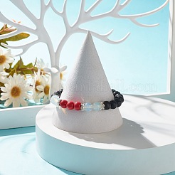 Natural Lava Rock & Opalite & Gemstone Stretch Bracelet&nbsp;BJEW-JB07712