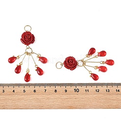 Synthetic Coral & Glass Beaded Pendants&nbsp;PALLOY-JF05966