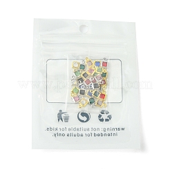 30Pcs 15 Colors Square Rack Plating Brass Glass Charms&nbsp;KK-FS0001-40