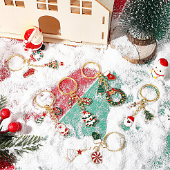 1 Bag Christmas Alloy Enamel Keychains&nbsp;KEYC-SC0001-90