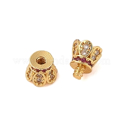 Rack Plating Brass Micro Pave Clear Cubic Zirconia Screw Clasps&nbsp;KK-S384-24G-01
