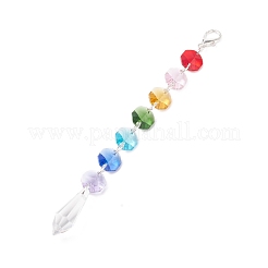 Electroplate Octagon Glass Beaded Pendant Decorations&nbsp;HJEW-JM00737