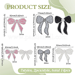 14Pcs 7 Styles Bowknot Rhinestone with Plastic Pearl Cloth Patches&nbsp;PATC-FG0002-62
