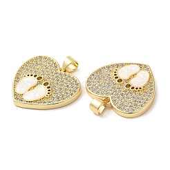 Rack Plating Brass Micro Pave Clear Cubic Zirconia Pendants&nbsp;KK-C025-03G