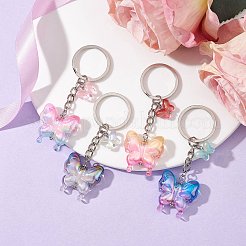 4Pcs Glass & Acrylic Butterfly Keychain&nbsp;KEYC-JKC00649