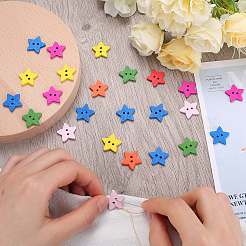 2 Bag 200Pcs Dyed Wooden Buttons&nbsp;BUTT-GF0003-74