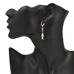 3 Pairs 304 Stainless Steel Gemstone Beads Leverback Earrings&nbsp;EJEW-JE06632