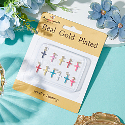 14Pcs 7 Colors Real 18K Gold Plated Eco-Friendly Rack Plating Brass Enamel Pendants&nbsp;KK-BBC0018-80