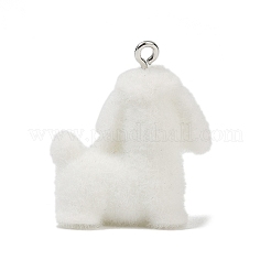 Animal Theme Flocky Opaque Resin Pendants&nbsp;RESI-H042-01P-17