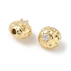 Brass Micro Pave Clear Cubic Zirconia Beads&nbsp;CU-CBA9FFD-10G