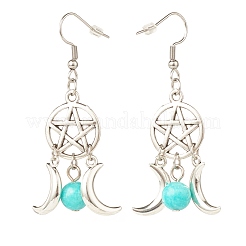 Woven Net with Natural Mashan Jade Dangle Earrings&nbsp;EJEW-JE04945-02