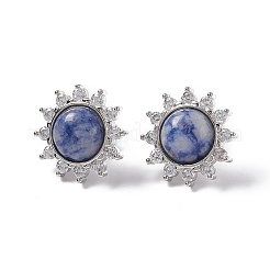 Gemstone Sun Stud Earrings with Cubic Zirconia&nbsp;EJEW-P209-01P