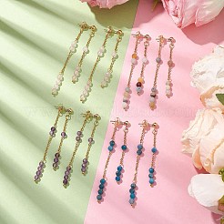 Natural Mixed Stone Ear Studs&nbsp;EJEW-JE05945