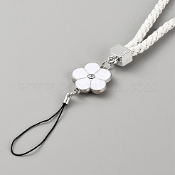 PU Leather Lanyard Wrist Strap Phone Flower Charms Straps&nbsp;DIY-WH0430-088B