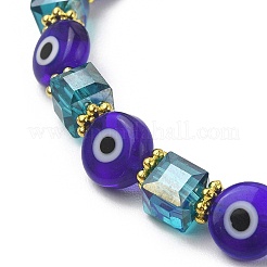 5Pcs 5 Style Natural Lapis Lazuli & Lampwork Evil Eye & Seed Beaded Stretch Bracelets Set&nbsp;BJEW-JB09616-01