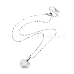Non-Tarnish Heart with Tartan 304 Stainless Steel Pendant Necklaces&nbsp;NJEW-G083-03E-P