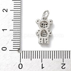 Brass Micro Pave Black and Clear Cubic Zirconia Bear Charms&nbsp;KK-B155-20P
